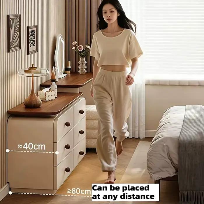 Coiffeuse de chambre à six tiroirs avec miroir lumineux et tabouret