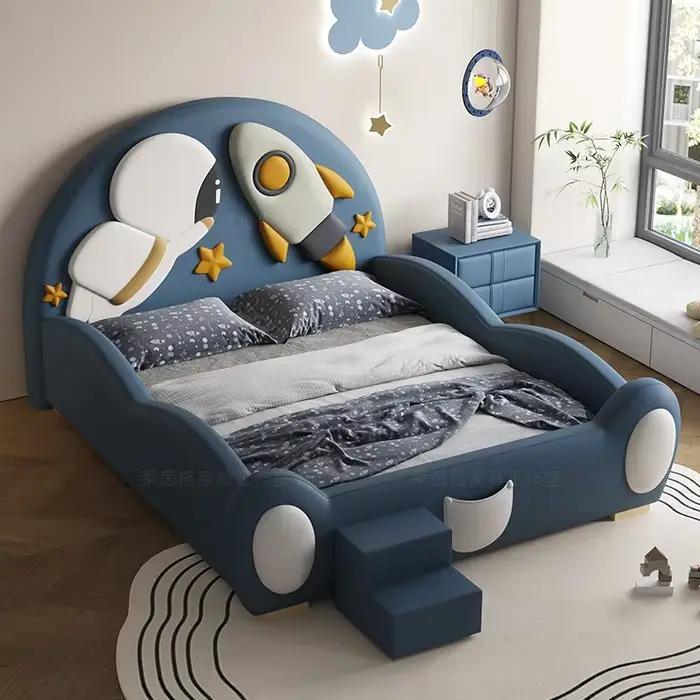 Lit simple King Size bleu 120x200cm