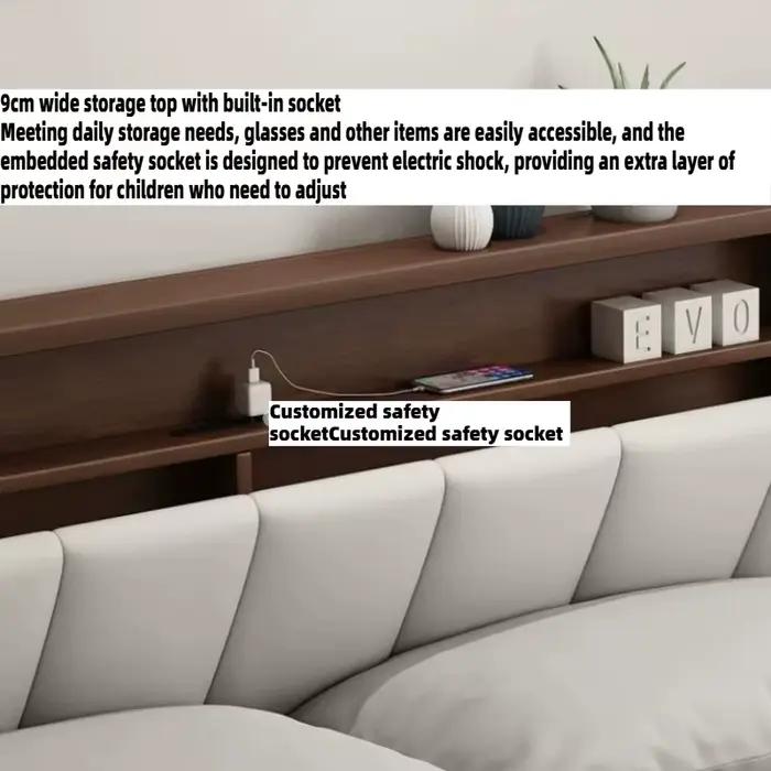 Lit double moderne nordique en bois massif avec rangement