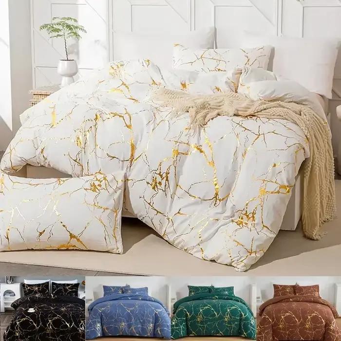 2/3 pièces literie Textiles de maison couleur unie vers le bas housse de couette taie d'oreiller draps chambre