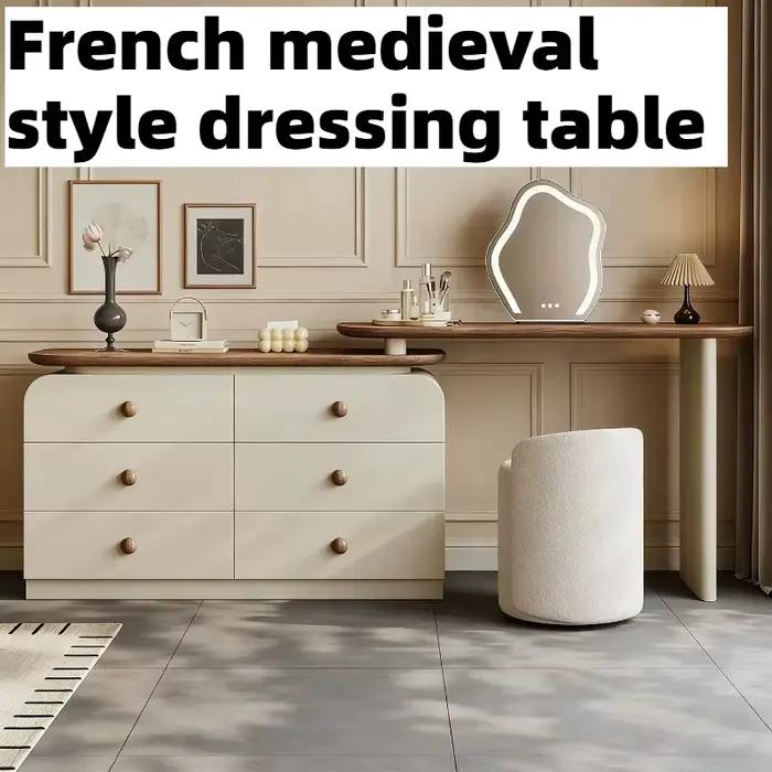 Coiffeuse de chambre à six tiroirs avec miroir lumineux et tabouret