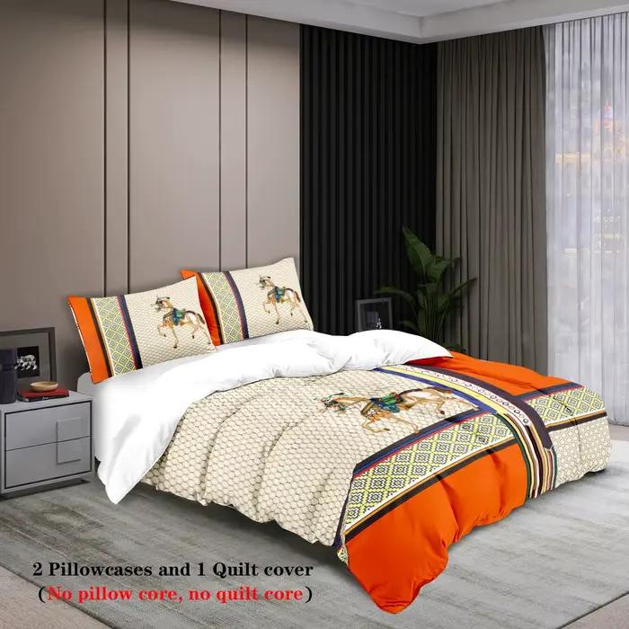 Ensemble de housse de couette en microfibre d'aspect de luxe imprimé numérique 3 pièces ensemble de literie Queen Size housse de couette pour hôtel maison, linge de lit doux