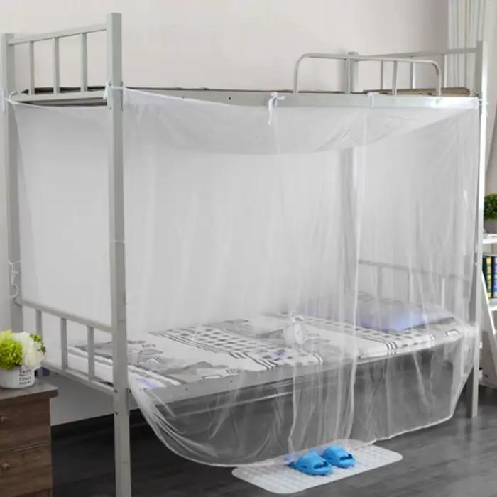 Moustiquaire Blanche à 4 Niveaux d'Angle pour Lit Queen Size Complète