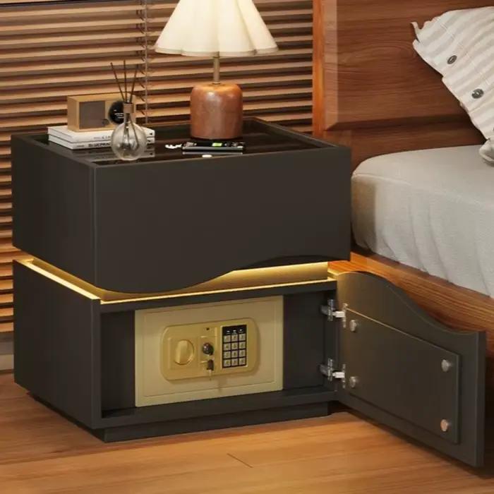 Table de chevet rétro chic en bois de style français avec chargeur intégré