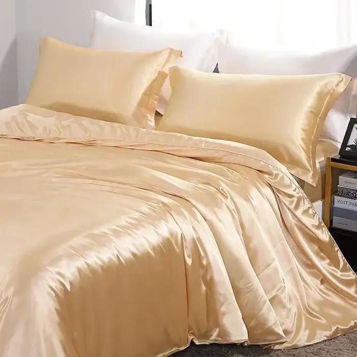 Parure de lit en satin de luxe avec taie d'oreiller
