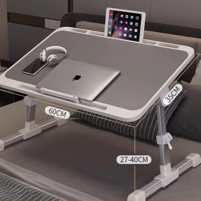 Surface de travail de bureau d'ordinateur portable de chevet réglable en hauteur avec baie vitrée à fente pour une