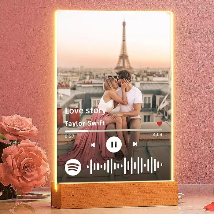 Lampe personnalisée Spotify avec photo, plaque de chanson personnalisée, cadeau d'anniversaire romantique, Leon