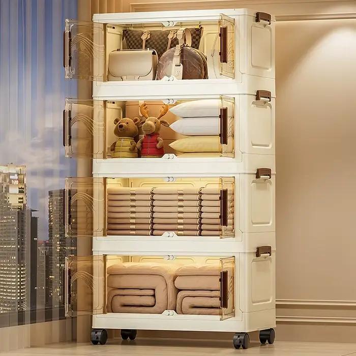 Boîte de rangement pliable avec porte transparente