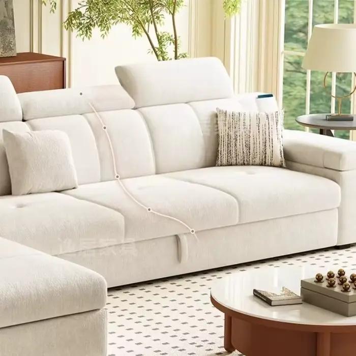 Canapé d'angle électrique rétractable et pliable avec fonction couchage pour hôtel et salon