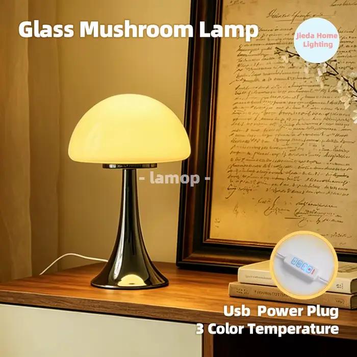 Lampe de table en verre en forme de méduse, lampe de chevet moderne de style côtier, 3 températures de couleur, décoration pour chambre à coucher et salon