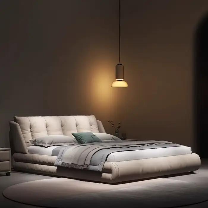 180x200cm chambre principale moderne 2 personnes lit Composite cuir confortable vers le bas sac lits doubles tête de lit de luxe meubles jumeaux