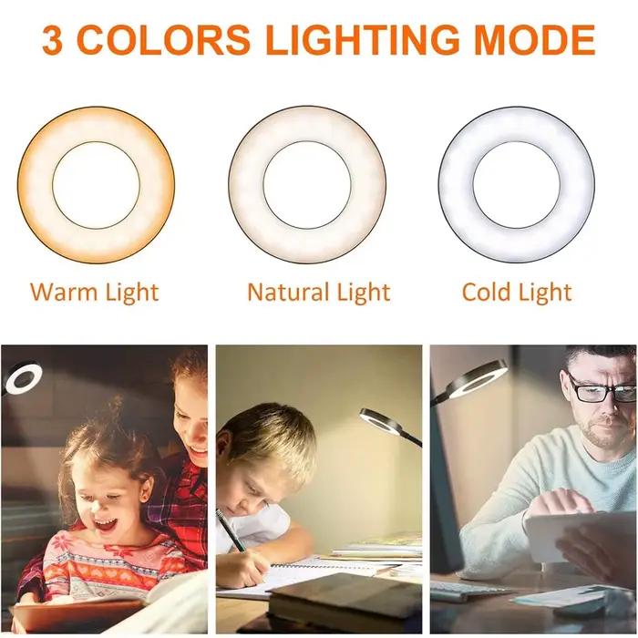 360 ° Lampe de bureau Flexible à 48 led, Clip USB, lampe de chevet, Protection des yeux, col de cygne, lampe de lecture, luminosité réglable, 3 niveaux