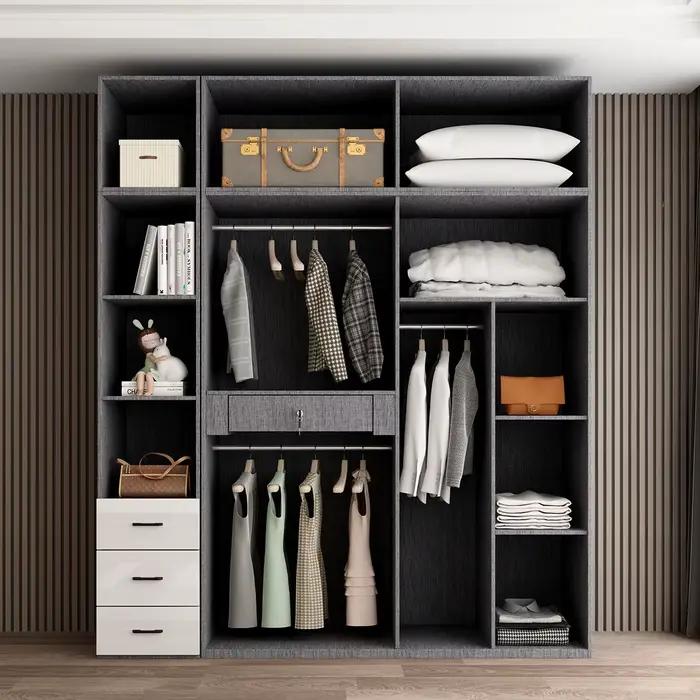 Armoire large blanche de luxe moderne, tiroirs et portes pour vêtements