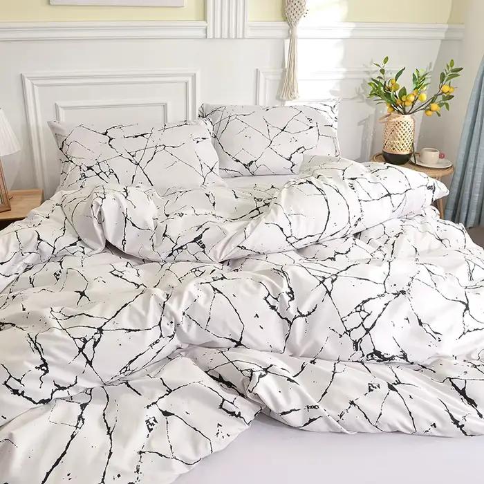 Parure de lit noire et blanche pour lit double