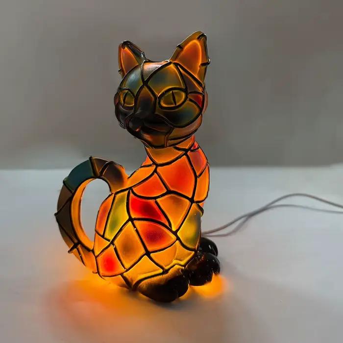 Lampe de chevet Led 3D en forme d'animal et de chat, ornement créatif en résine pour étagère, chambre à coucher, maison, lit, salon, appartement