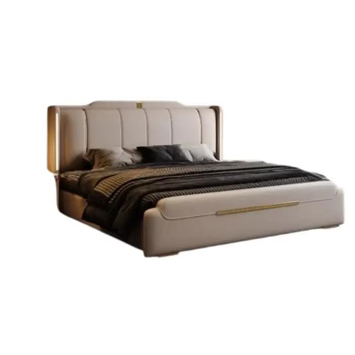 Lit Double Moderne de Luxe Imperméable avec Rangement Multifonctionnel
