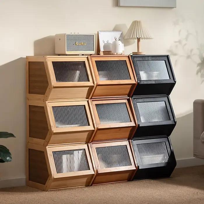 Commode vintage en bambou : organisateur rustique à plusieurs tiroirs pour chambre/salon/couloir