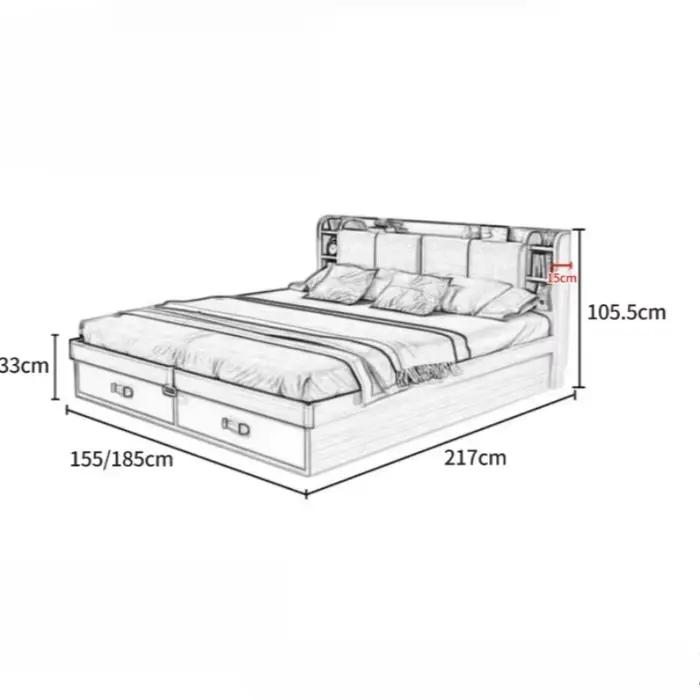 Lit de chambre Queen 180x200 avec rangement