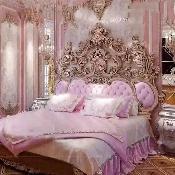 Maître lit moderne grande princesse Vintage sculpté fille reine lit Double luxe Confortable européen Cama De Casal meubles De maison