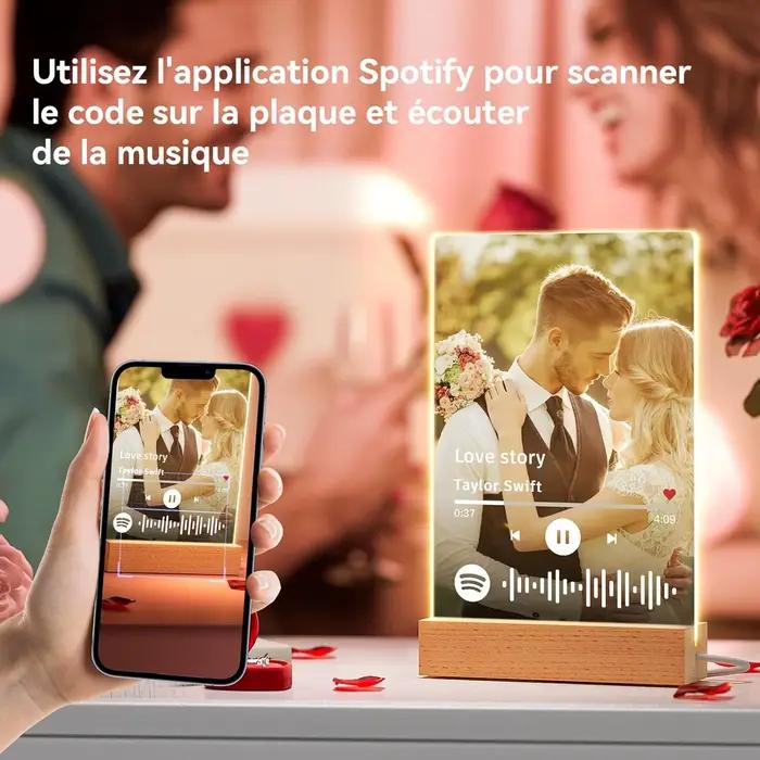 Lampe personnalisée Spotify avec photo, plaque de chanson personnalisée, cadeau d'anniversaire romantique, Leon