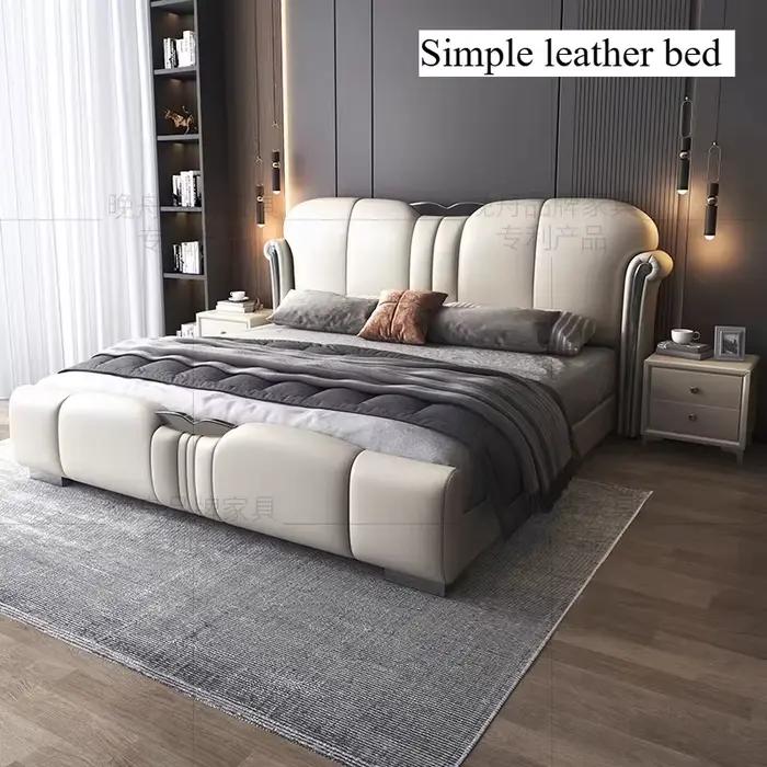Lit double de luxe 180x200cm avec tête de lit unique et esthétique pour chambre à coucher - Accessoires de maison