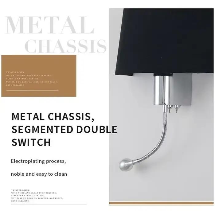 Lampe murale LED nordique en tissu pour chevet