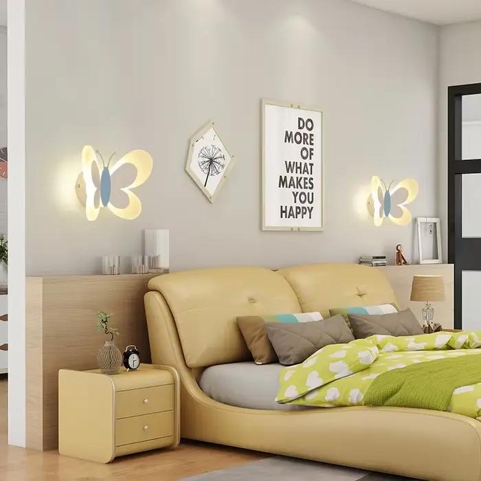 Applique murale LED papillon moderne, pour chambre à coucher, chambre d'enfant, lampe de chevet, personnalité créative, décoration murale, applique papillon