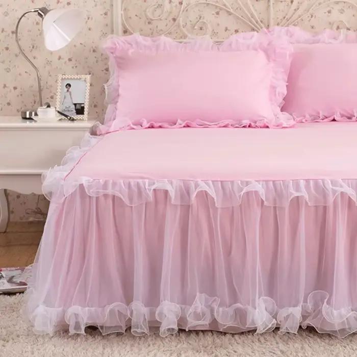 Jupe de lit en dentelle rose style princesse