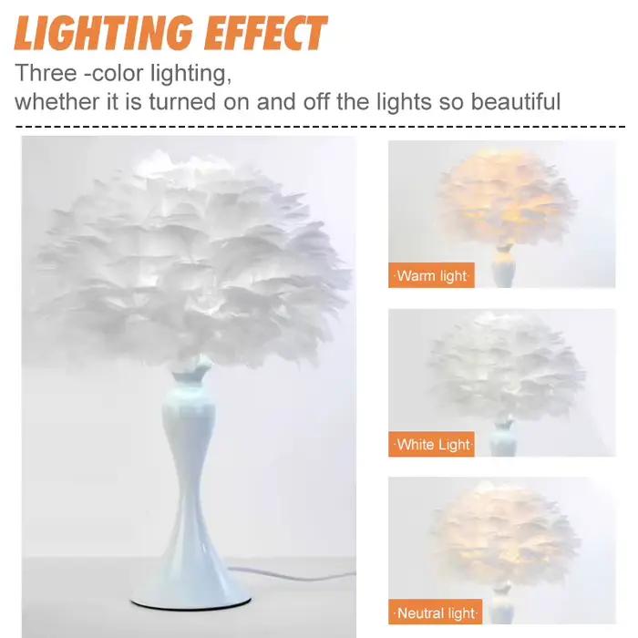 Veilleuse LED en plumes pour chambre à coucher