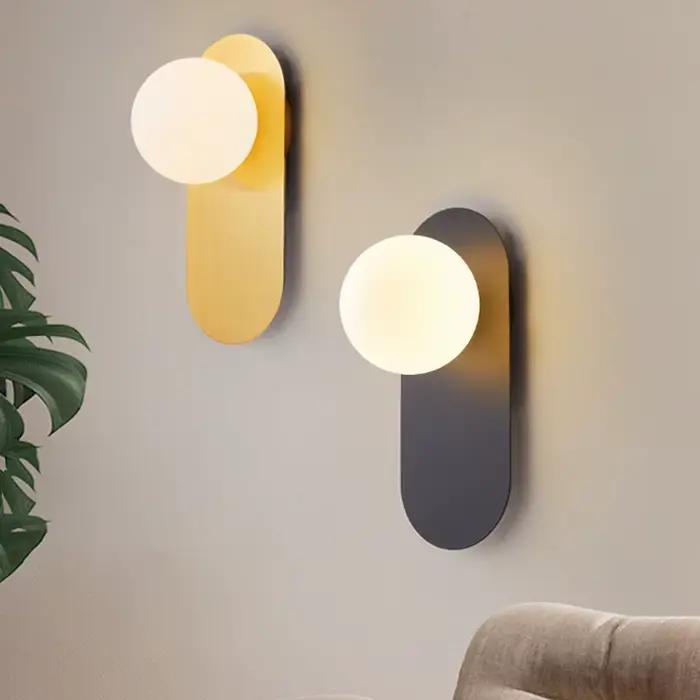 Lampes murales LED boule de verre d'intérieur de chevet avec ampoule pour chambre salon appliques