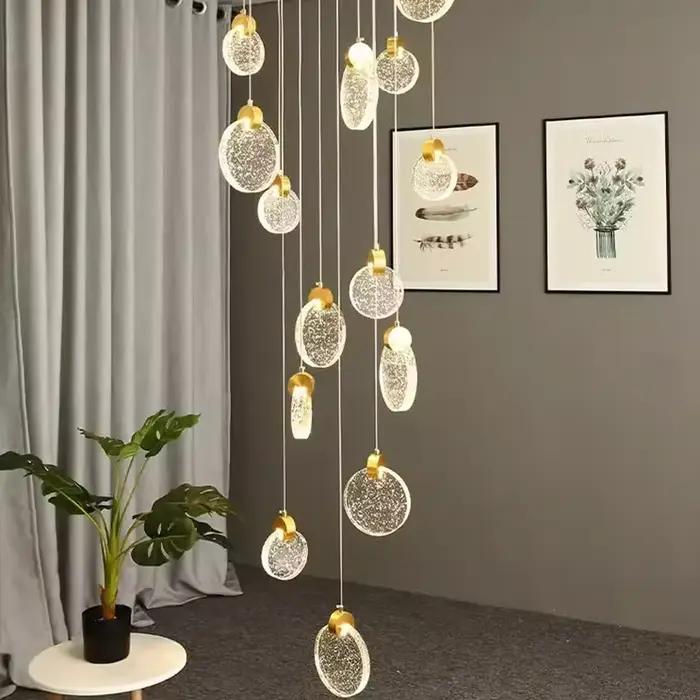 Lustre LED Rond Moderne de Luxe Doré avec Cristaux