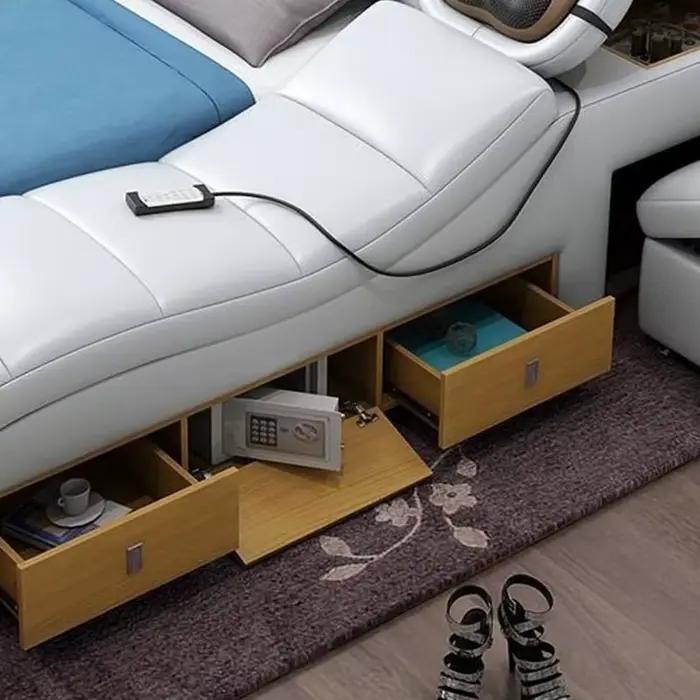 Lit De luxe nordique salon moderne lit De couchage reine commodes intelligentes Camas De mariage dortoir chambre meubles accessoires