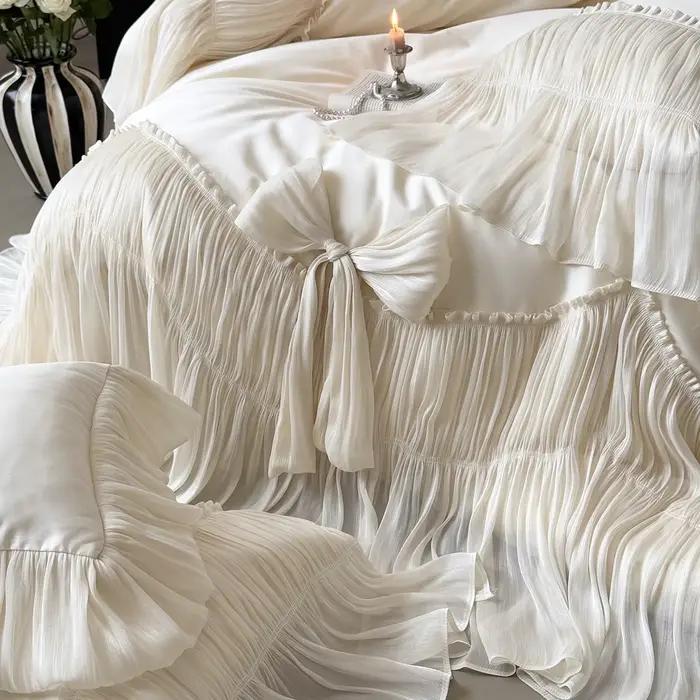 Parure de lit romantique en dentelle française