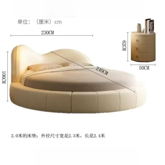 Lit de style européen minimaliste blanc crème de luxe avec tête de lit française
