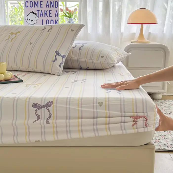 Ensemble de draps de lit à nœud rayé