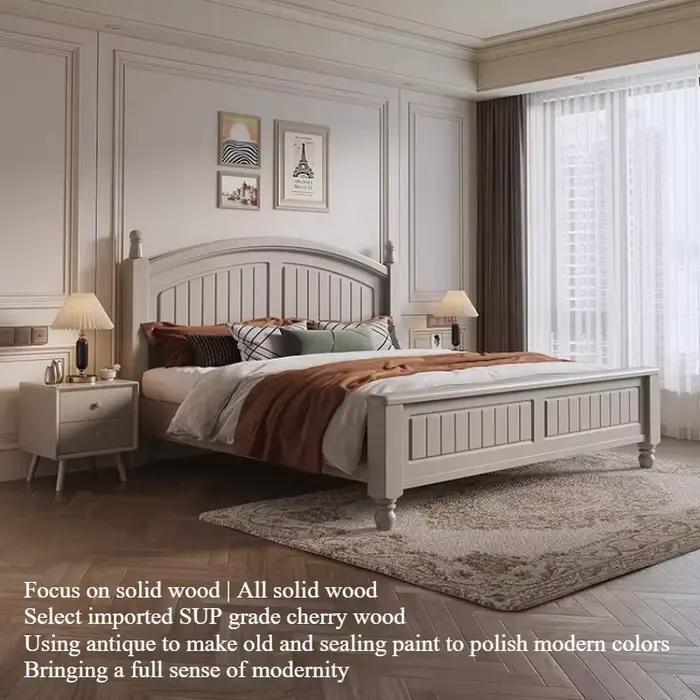 Lit double 180x200cm avec tête de lit beige