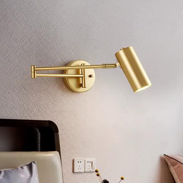 Applique murale de chevet rotative en métal noir doré