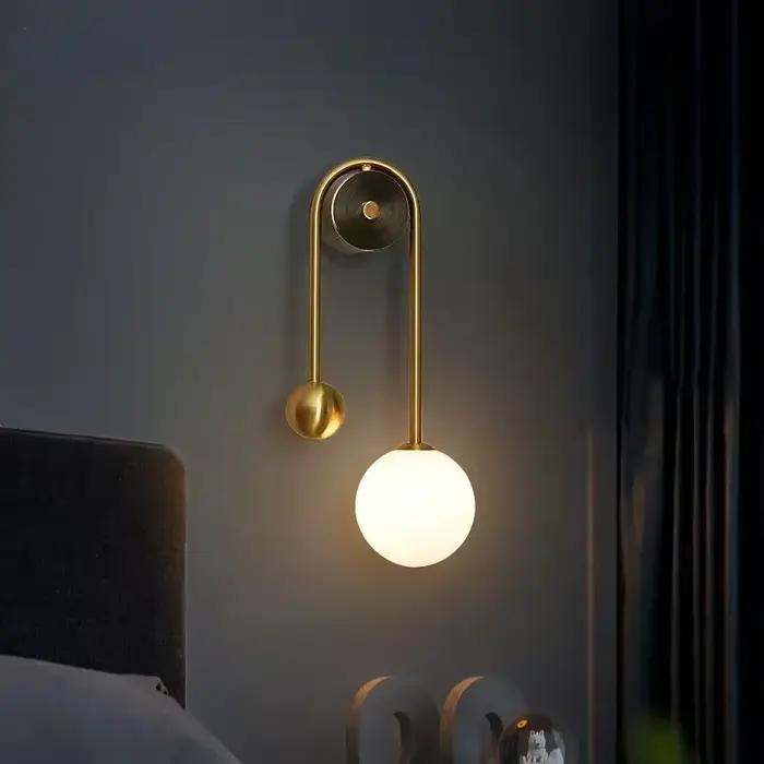 Moderne chambre chevet applique murale lampe boule de verre LED or décor à la maison salon couloir éclairage intérieur