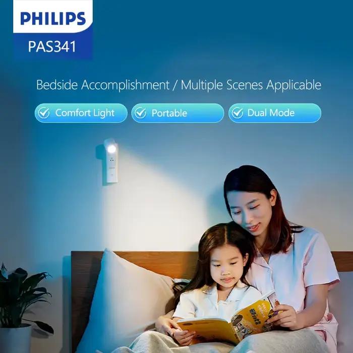 Philips PAS341 veilleuse de chevet grande capacité de batterie lampe de lecture de chambre USB type-c bâton de chargement partout capteur de mouvement