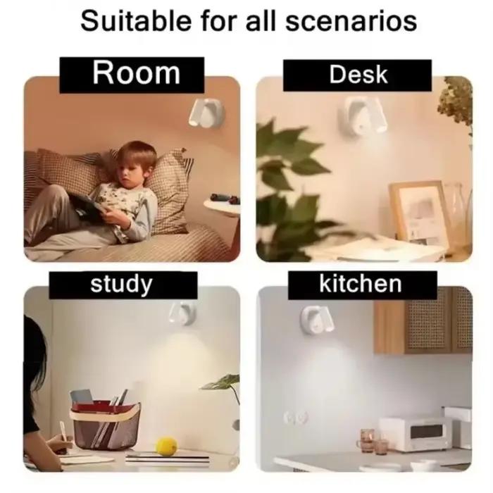 Applique murale LED pour chambre à coucher, Rechargeable par USB, aimant noir et blanc, Base magnétique variable avec interrupteur tactile, pour chevet, étude, lecture