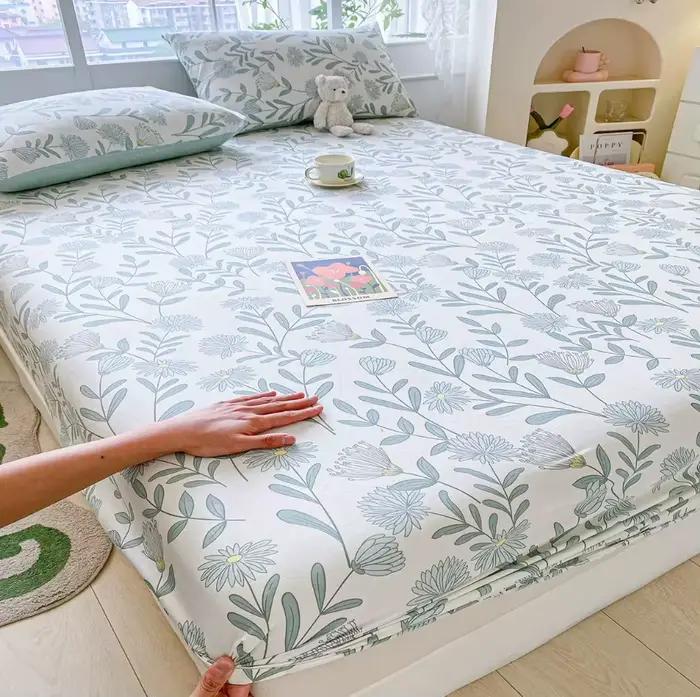 Ensembles de draps de lit élastiques 100% coton