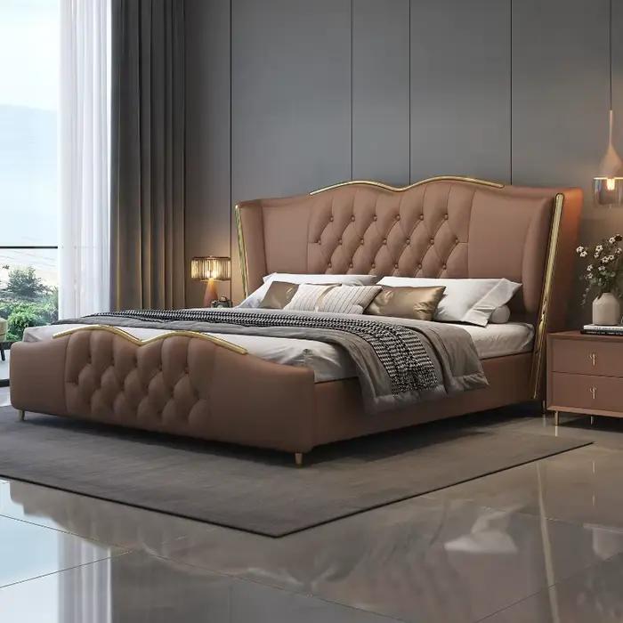Tête de lit chambre lit double tables de chevet cadre lit de couchage rangement salon français Muebles Para dortoir accessoires pour la maison