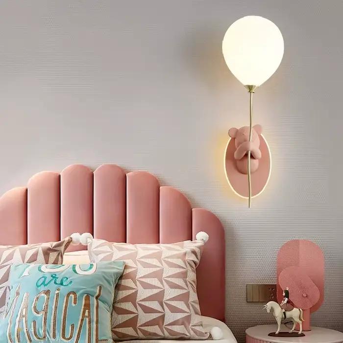 Lampes murales ours ballon rose lampe de chambre d'enfant mignonne moderne chaude