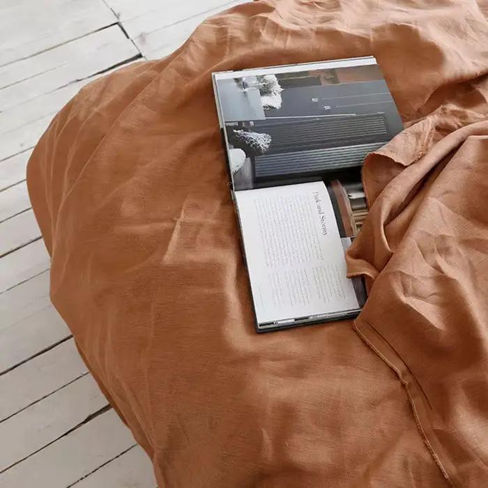 Juste de table en lin naturel pour lit King Size