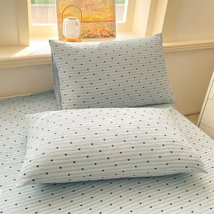 Nouvelle Arrivée 2026 – Drap de Lit en Tissu Crêpe avec Bordure en Dentelle – Conception Triple Couche