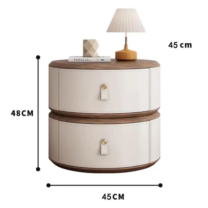 Tables de chevet rondes en cuir italien