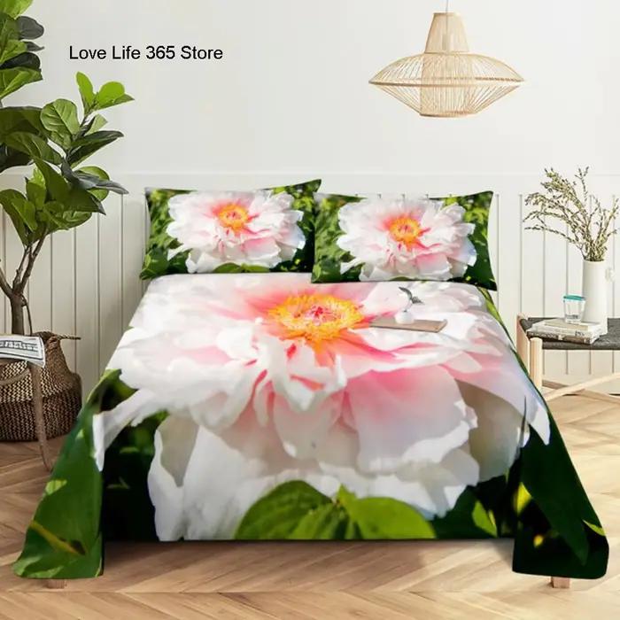 Ensembles de draps de lit roses College en fleurs 3D