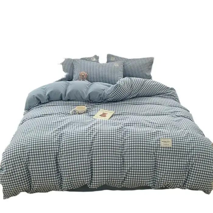 Housse de couette ensemble de lit lin pur coton quatre pièces