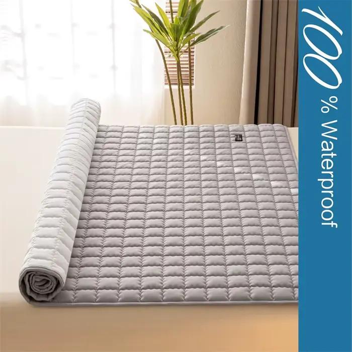 Quilted Waterproof Mattress Protector Breathable Noiseless Tatami Style Anti-Slip