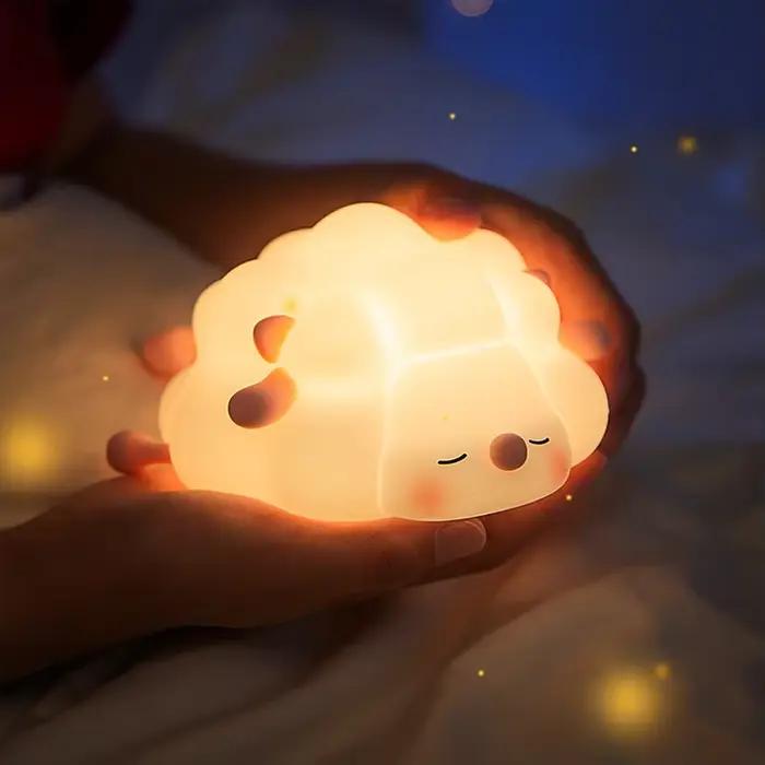 Veilleuse LED en Forme de Mouton, Lanterne Rechargeable, Dessin Animé Mignon, Décoration de Chambre à Coucher, Lampe de Table de Bureau, Cadeau d'Anniversaire pour Enfant